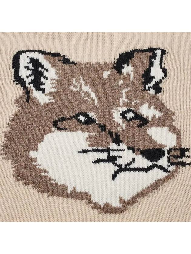 Men's Big Fox Head Classic Pullover Knit Top Beige - MAISON KITSUNE - BALAAN 3