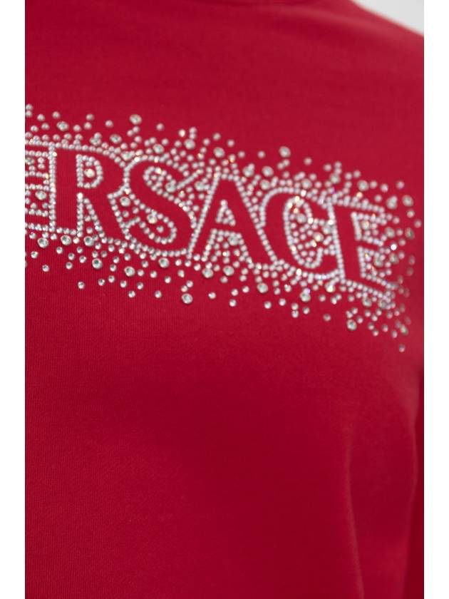 Versace Sweatshirt With Shimmering Crystals, Women's, Red - VERSACE - BALAAN 5