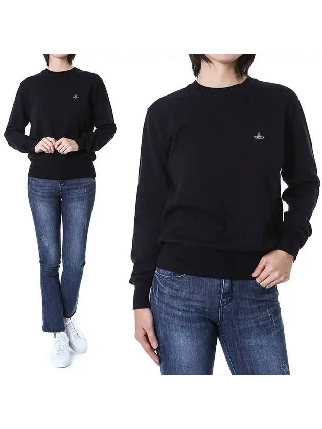 ORB Embroidered Crew Neck Knit Top Black - VIVIENNE WESTWOOD - BALAAN 3