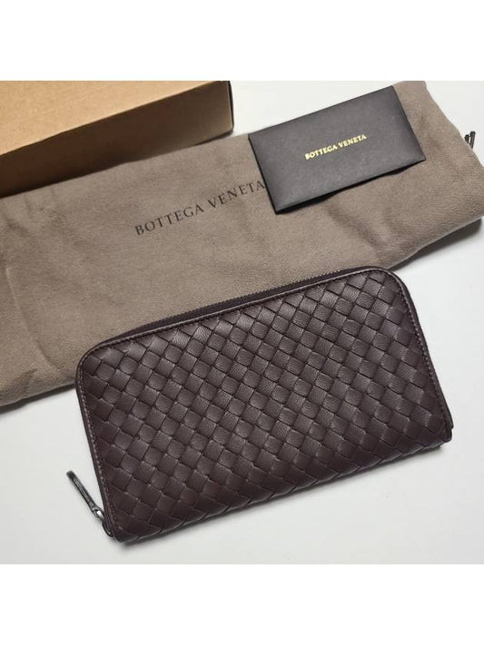 Intrecciato Round Zipper Long Wallet Brown - BOTTEGA VENETA - BALAAN.