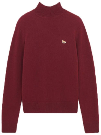 Baby Fox Patch Wool Turtleneck Burgundy - MAISON KITSUNE - BALAAN 2