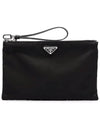 Re-Nylon and Saffiano Leather Clutch Bag Black - PRADA - BALAAN 2