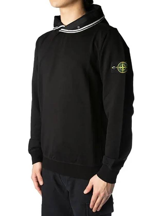 Garment Dyed Cotton Stretch Fleece Hoodie Black - STONE ISLAND - BALAAN 4