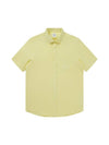 Men's Linen Emblem Embroidery Short Sleeve Shirt Lemon SW23ESH05LO - SOLEW - BALAAN 2