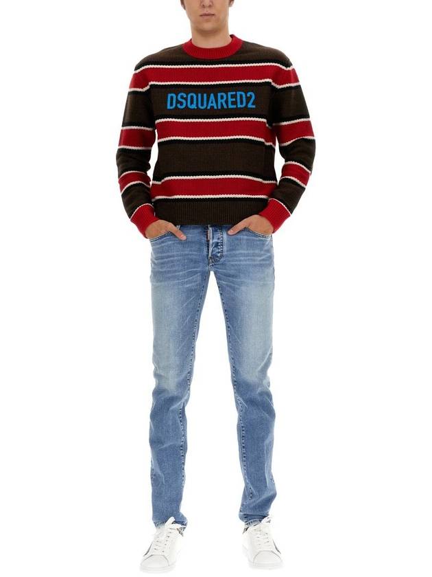 cotton logo striped knit - DSQUARED2 - BALAAN 3