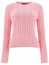 Embroidered Logo Pony Cable Knit Top Pink - POLO RALPH LAUREN - BALAAN 3