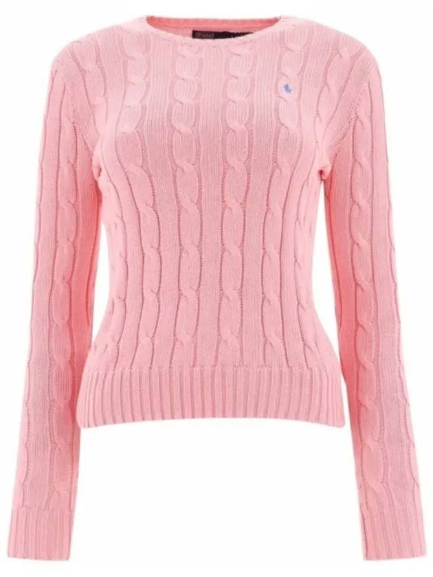 Embroidered Logo Pony Cable Knit Top Pink - POLO RALPH LAUREN - BALAAN 3