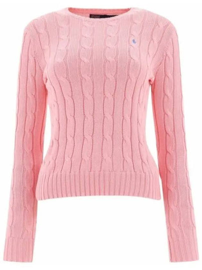 Embroidered Logo Pony Cable Knit Top Pink - POLO RALPH LAUREN - BALAAN 2