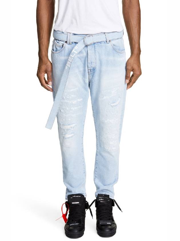 OFF-WHITE Belted Slim Fit Jeans - OFF WHITE - BALAAN 1