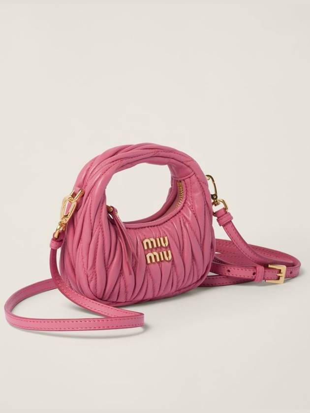 Wander Matelasse Micro Nappa Leather Hobo Mini Bag Begonia Pink - MIU MIU - BALAAN 2