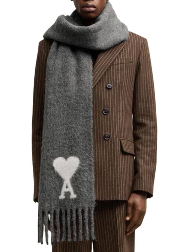 De Coeur Jacquard Muffler Dark Grey - AMI - BALAAN 3