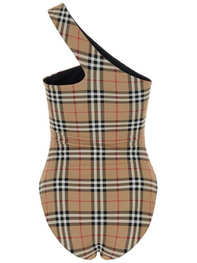 Women's Vintage Check One Shoulder One-Piece Swimsuit Beige - BURBERRY - BALAAN 3