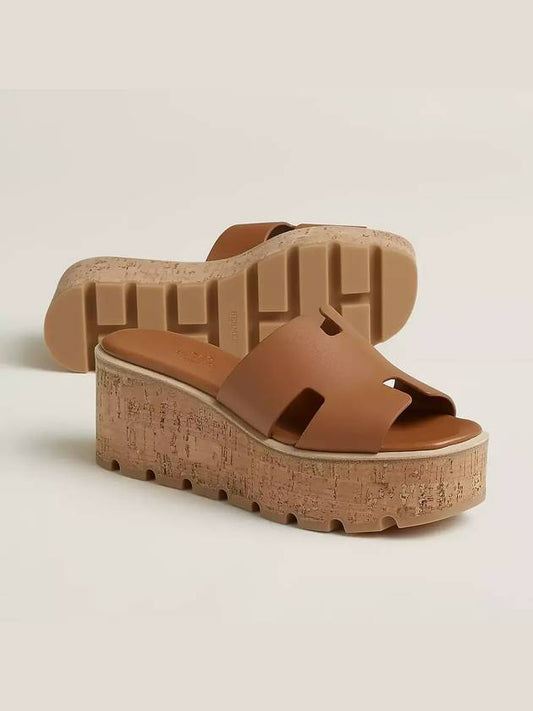 Eze 30 Calfskin Sandals Naturel Brown - HERMES - BALAAN 2