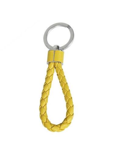 Intrecciato Leather Key Holder Yellow - BOTTEGA VENETA - BALAAN 1