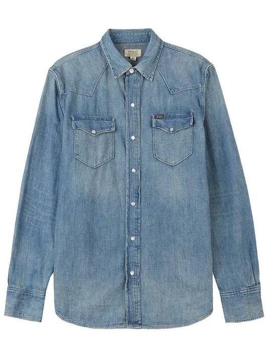 Denim Long Sleeve Shirt Blue - POLO RALPH LAUREN - BALAAN 2