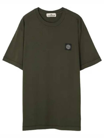 Slimfit Cotton Jersey Short Sleeve T-shirt Olive Green - STONE ISLAND - BALAAN 2