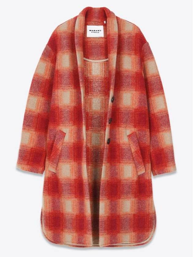 Women's Gabriel Wool Single Coat Orange - ISABEL MARANT - BALAAN 3