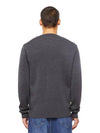 Men's Mini Heart Logo Merino Wool Knit Top Grey - AMI - BALAAN 5