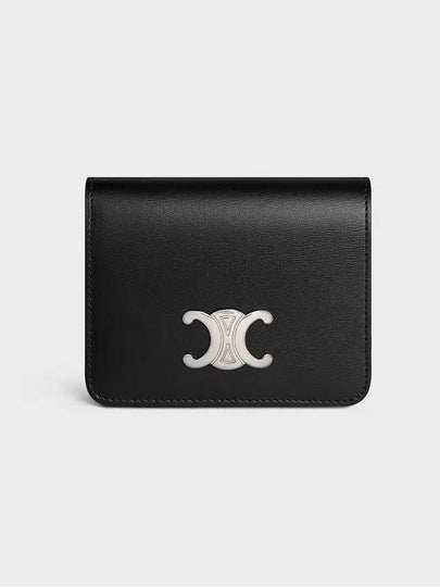 Triomphe Compact Shiny Calfskin Half Wallet Black - CELINE - BALAAN 2