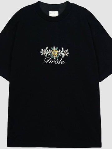 Drold Monsieur floral logo short sleeve t shirt TS148 CO001 BL black - DROLE DE MONSIEUR - BALAAN 1