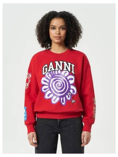 Isoli Mega Flower Oversized Sweatshirt Red Domestic Product GM0023112328377 - GANNI - BALAAN 1