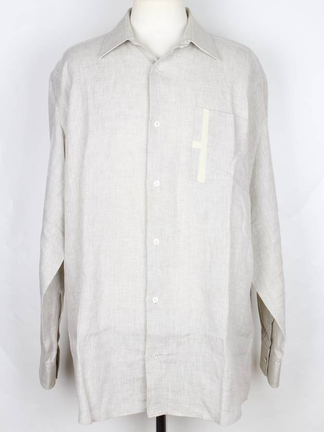 H pocket linen long sleeve shirt XXL 110 - HERMES - BALAAN 1