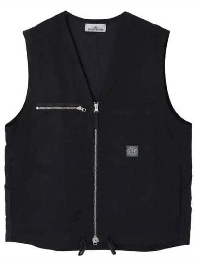 Cupro Cotton Twill TC Logo Patch Vest Black - STONE ISLAND - BALAAN 2