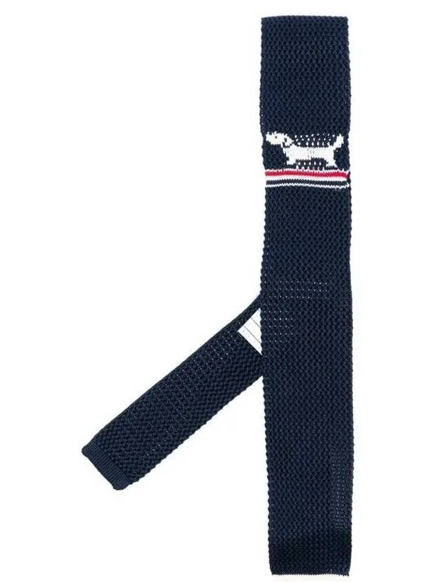 Hector Pointel Knit Silk Tie Navy - THOM BROWNE - BALAAN 2