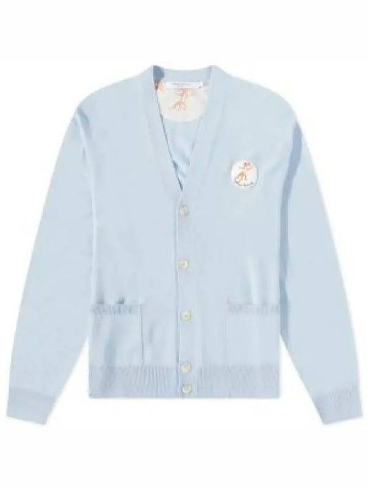 Oly Flower Fox Patch Classic Cardigan Light Blue - MAISON KITSUNE - BALAAN 2