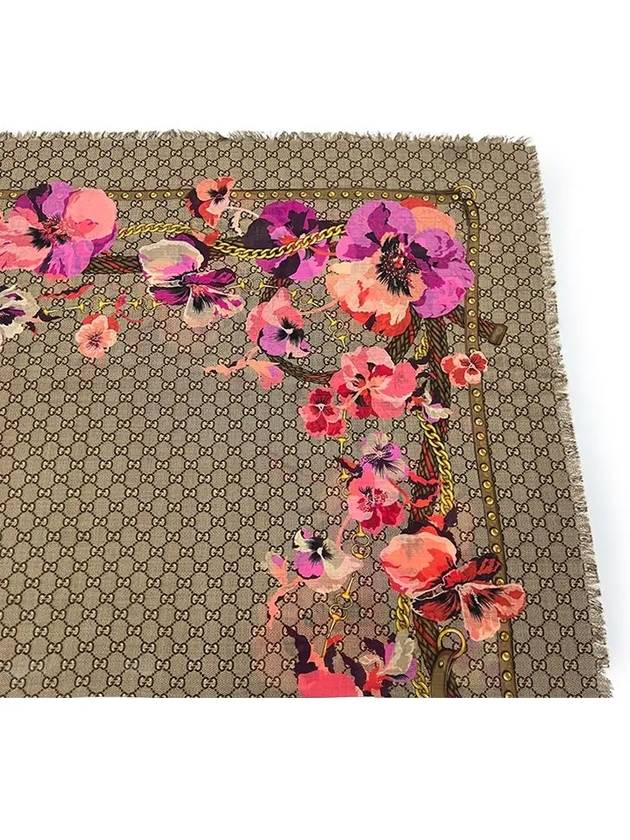 GG Flower Square Shawl Wool Muffler Pink - GUCCI - BALAAN 5