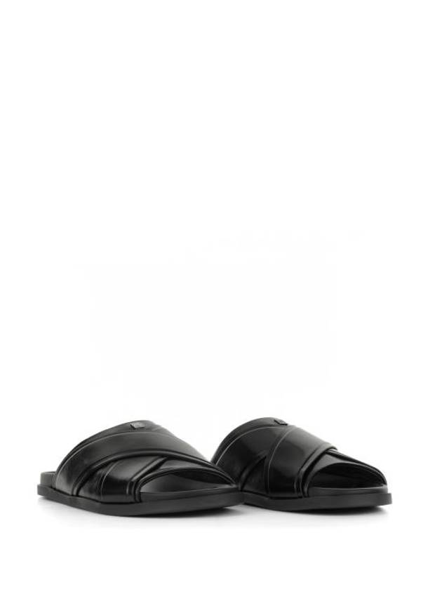 G Plage Leather Flat Sandals Slippers Black - GIVENCHY - BALAAN 3