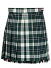 Women's Tartan Twill Mini Pleated Skirt Green - THOM BROWNE - BALAAN 1