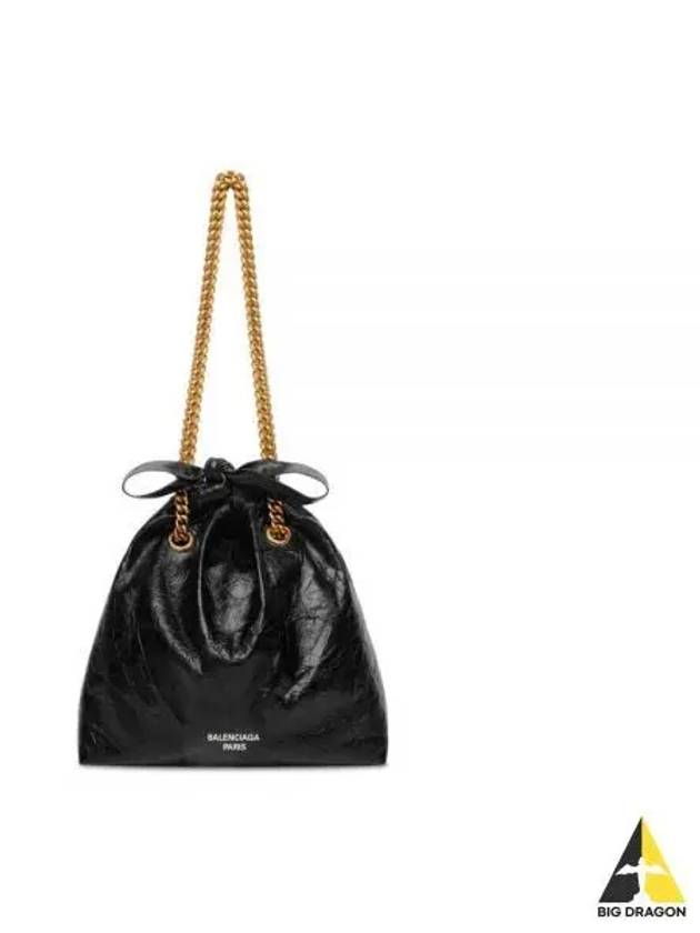 Crush Small Leather Shoulder Bag Black - BALENCIAGA - BALAAN 2