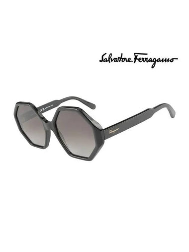 Eyewear Hexa Acetate Sunglasses Black - SALVATORE FERRAGAMO - BALAAN 1