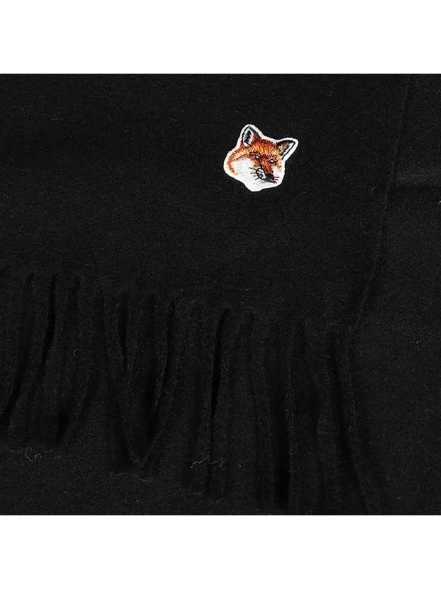 Small Fox Head Patch Wool Muffler Black - MAISON KITSUNE - BALAAN 3