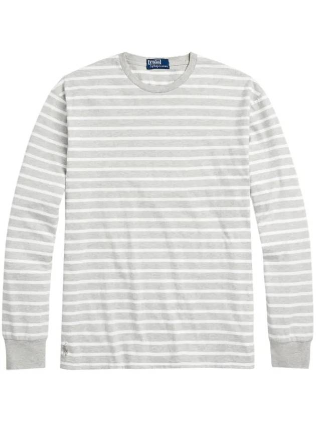 Striped Print Long Sleeve T-Shirt White Grey - POLO RALPH LAUREN - BALAAN 2