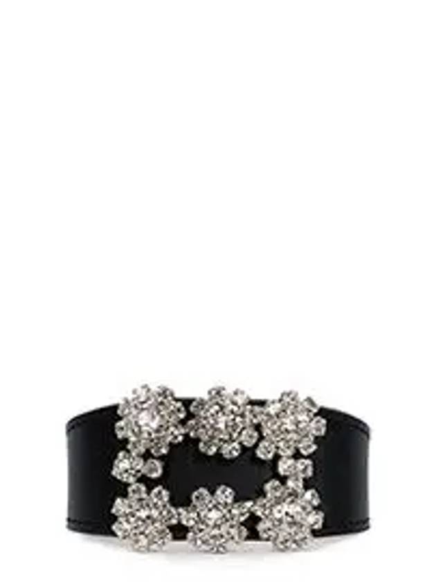 Women's Flower Strass Buckle Bracelet Black - ROGER VIVIER - BALAAN 6