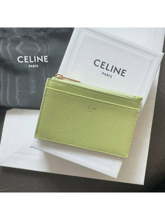 Zipper Grained Calfskin Card Wallet Light Jade - CELINE - BALAAN 2