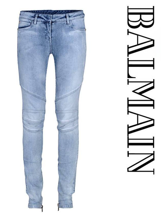 Women's Vintage Skinny Jeans Light Blue - BALMAIN - BALAAN 2