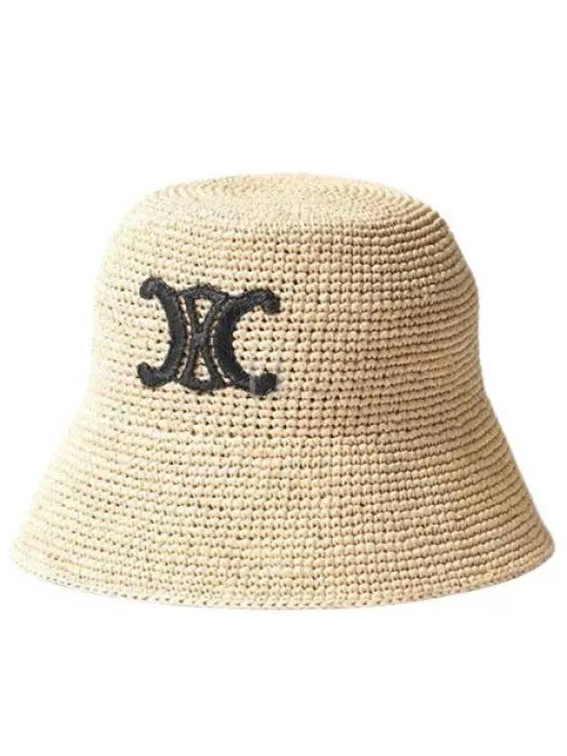 Triomphe Raffia Bucket Hat Natural Black - CELINE - BALAAN 2