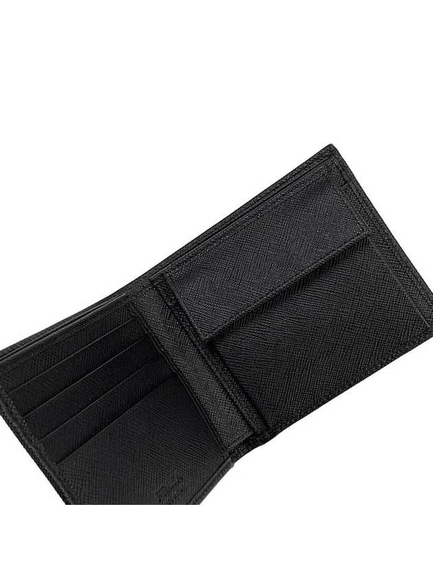 Saffiano Coin Pocket Triagle Logo Leather Wallet Black - PRADA - BALAAN 5