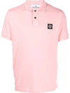 Men's Logo Patch Lining Short Sleeve Polo Shirt Pink - STONE ISLAND - BALAAN 1