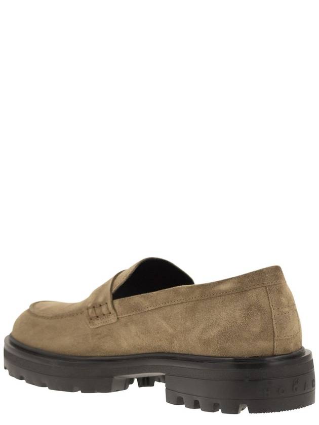 H673 Suede moccasin with carrarmato bottom - HOGAN - BALAAN 3