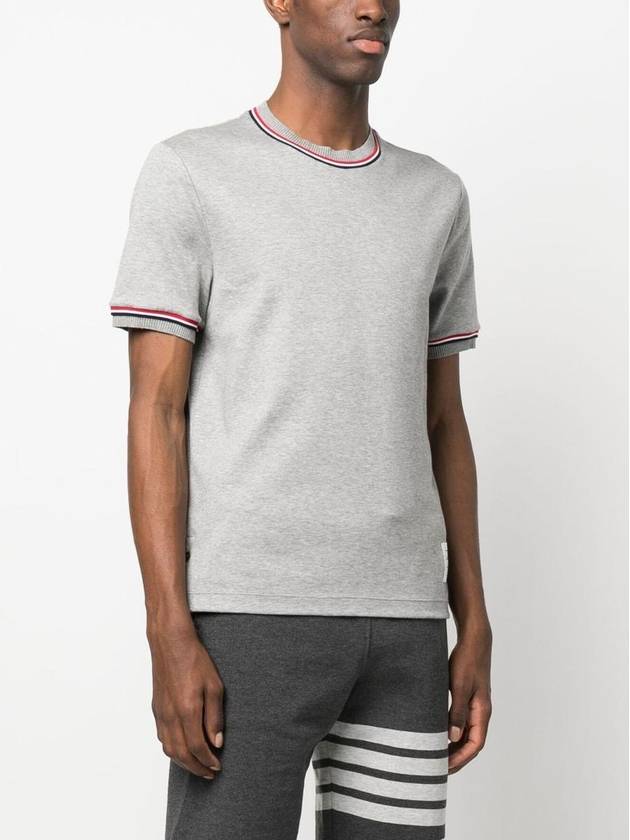 RWB Trimmed Cotton Short Sleeve T-Shirt Grey - THOM BROWNE - BALAAN 4