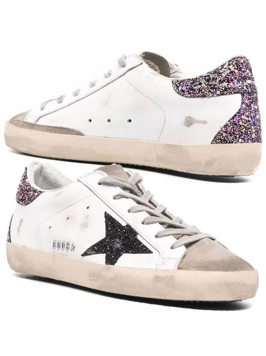 Women's Purple Glitter Tab Superstar Low Top Sneakers White - GOLDEN GOOSE - BALAAN 2