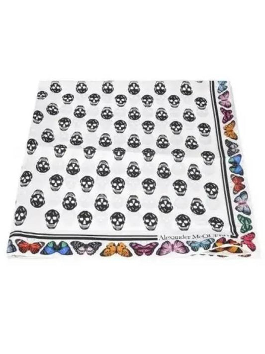 Skull Print Scarf White - ALEXANDER MCQUEEN - BALAAN 2