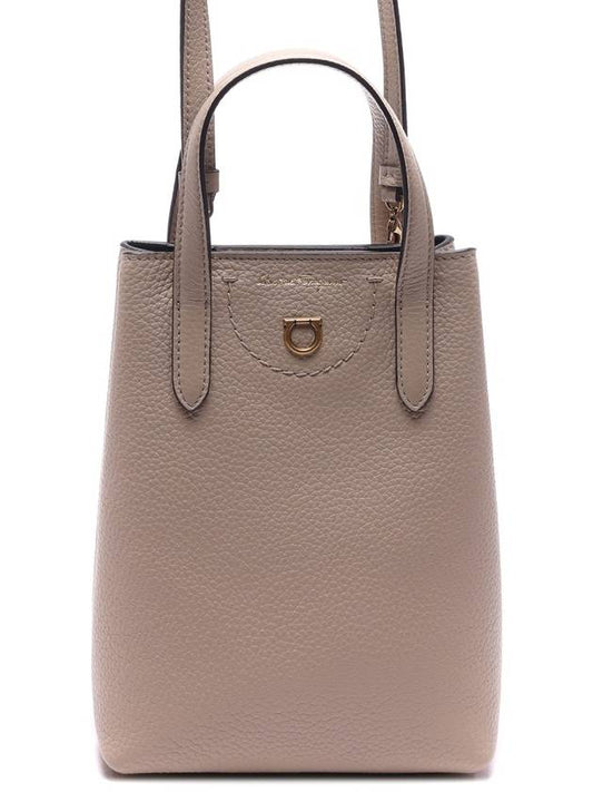 Salvatore Gancini leather mini bag beige - SALVATORE FERRAGAMO - BALAAN.