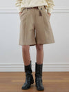 Heavy Chino Wide Bermuda Pants Beige - NOIRER FOR WOMEN - BALAAN 3