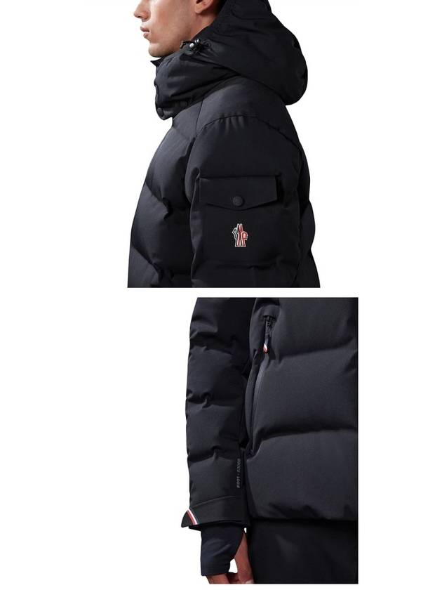 MONTGETECH Grenoble logo patch hooded down jacket black men s 1A00043 53066 999 TFS - MONCLER - BALAAN 5