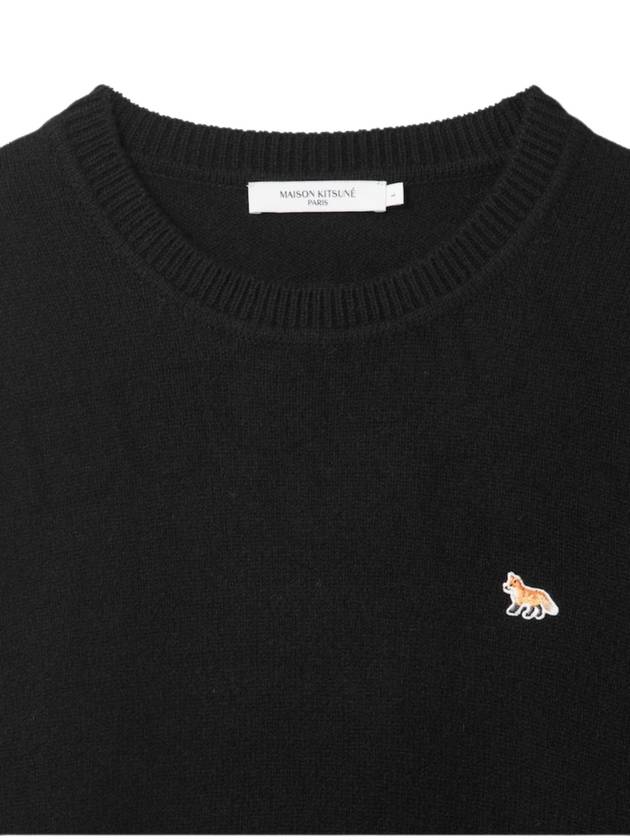 Baby Fox Patch Cozy Round Neck Knit Top Black - MAISON KITSUNE - BALAAN 4